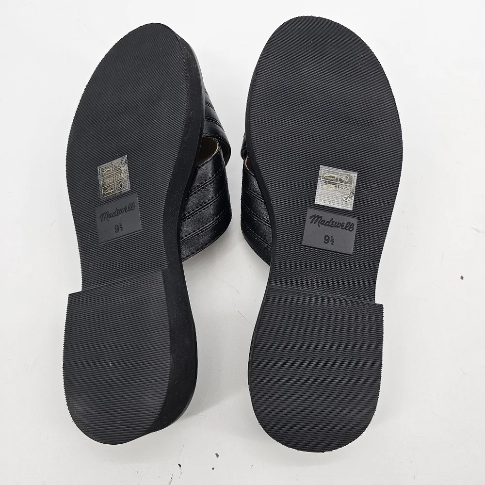 Madewell Women's size 9.5 The Alina Platform leather Sandal in True Black